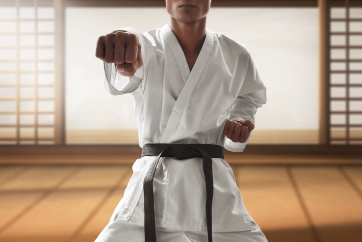 A karate specialist showing a punch move