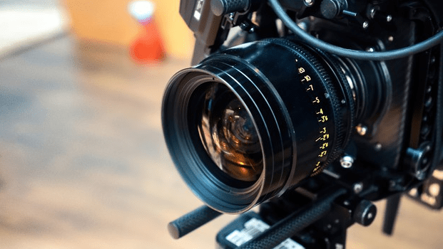 Image of professional movie camera lens.