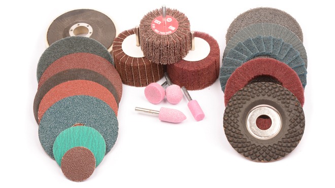 Abrasive wheels on a white background