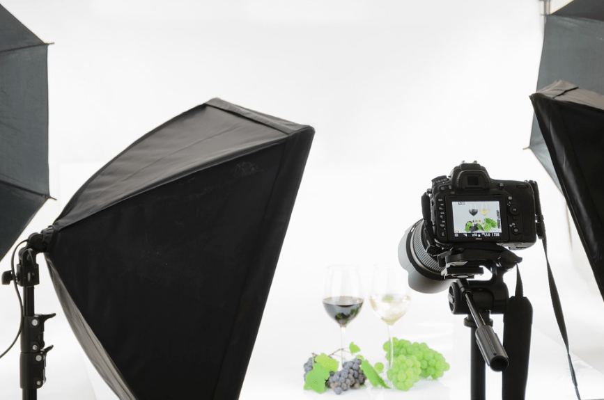 a studio taking photos of food products