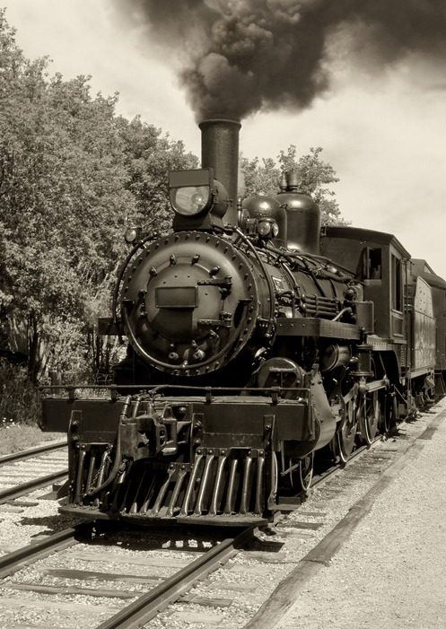 Old locomotive sepia