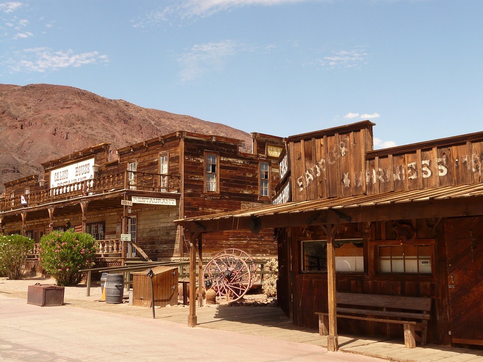 deserted establishments in a ghost town